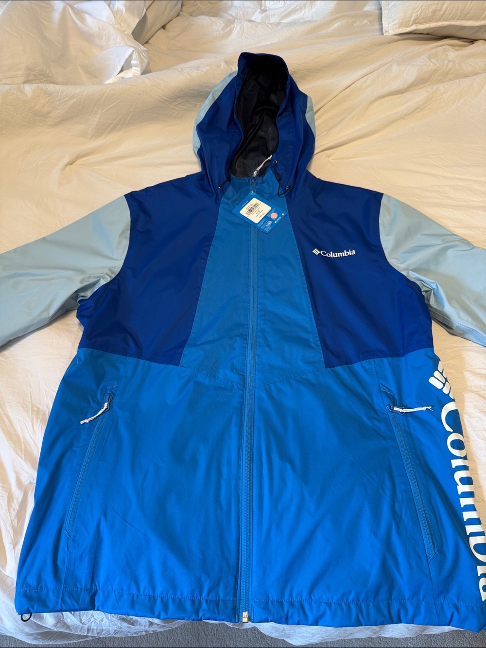 Columbia Kids Blue Colorblock Hooded Rain Jacket